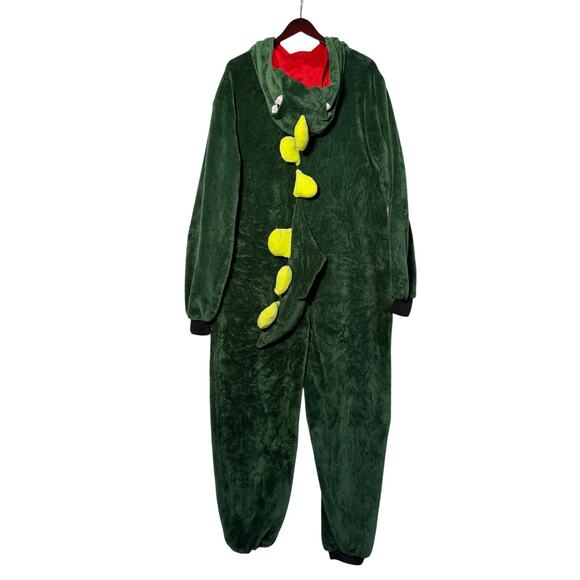 Dinosaur Costume Adult L/XL Green Onsie Hooded Halloween Cosplay T-Rex Pajama - Picture 2 of 4